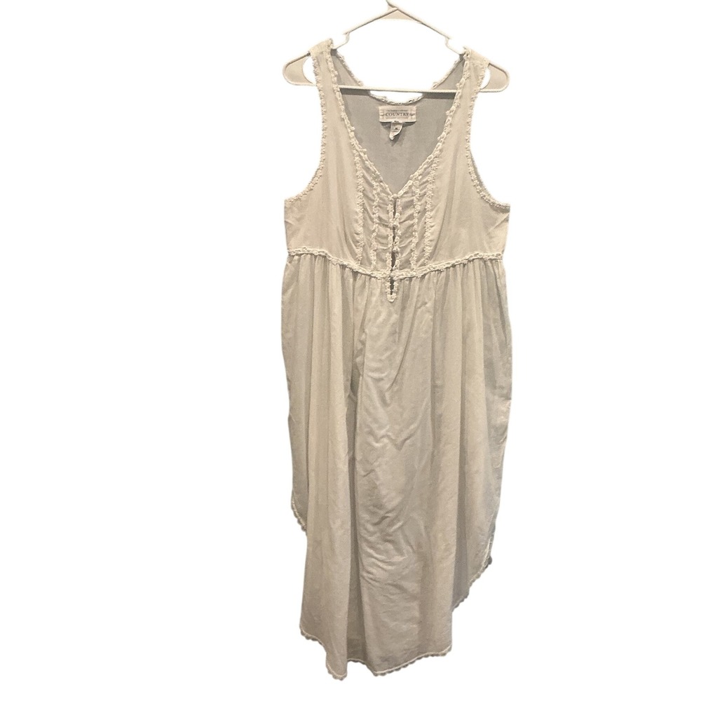 Vtg Victorias Secret Womens‎ Lawn Cotton Nightgown M Lace Muslin Dress Cottage